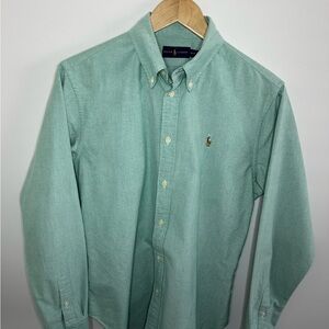 Polo Ralph Lauren Women’s M Long Sleeve Oxford Shirt Flesh Pony Logo Green